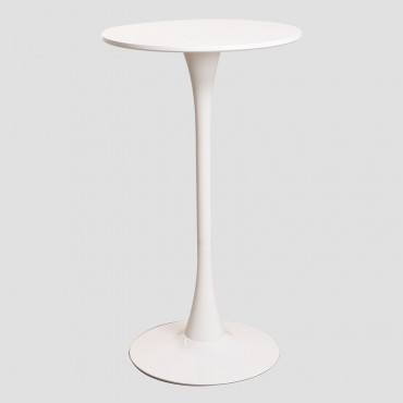 High Round Table In Mdf And Metal (ø60 Cm) Ivet Style White - Sklum