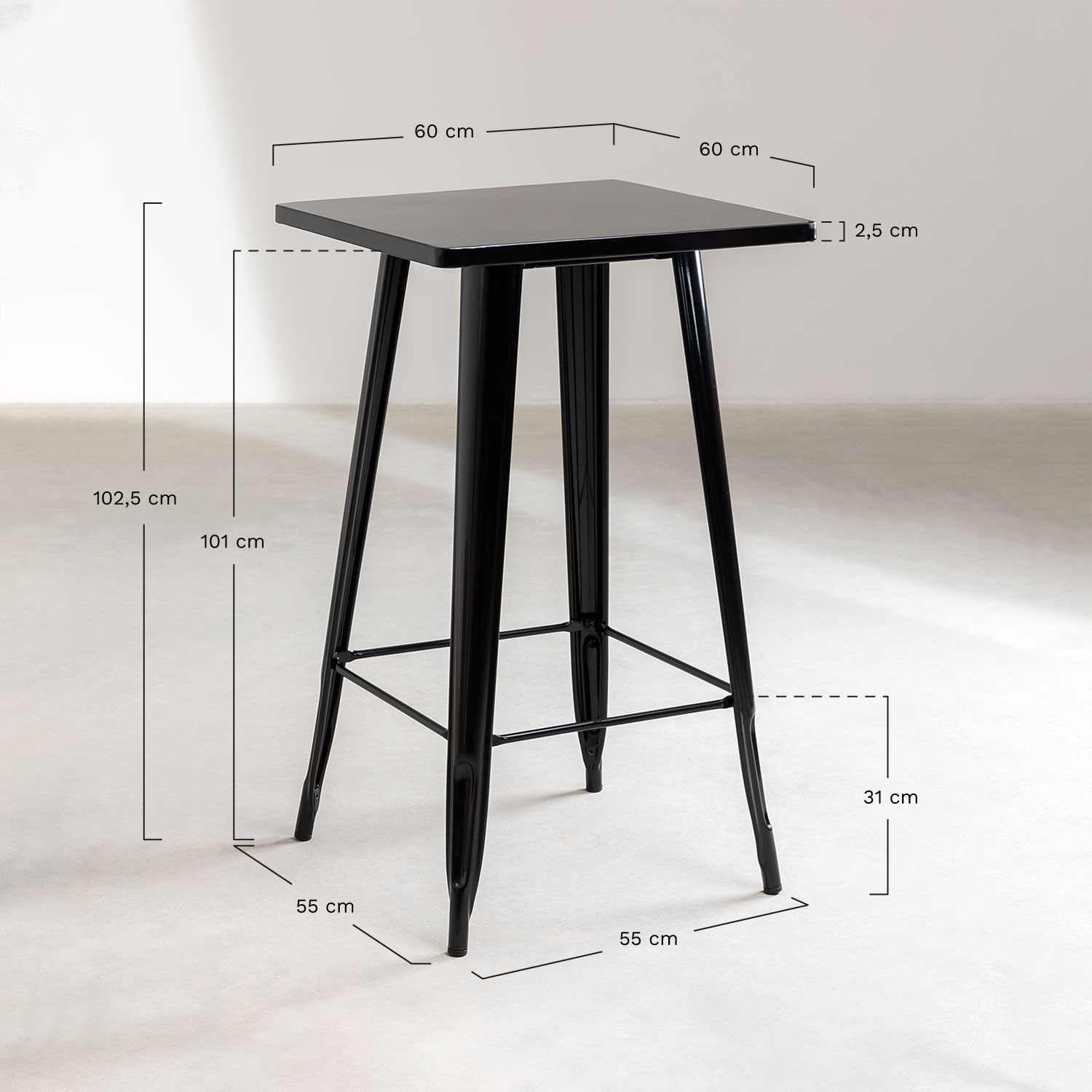 Lix high table and 2 high stools set, medidas