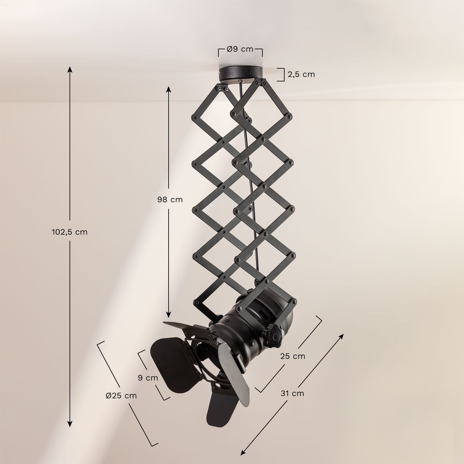 Extendable Ceiling Lamp Gabon , medidas