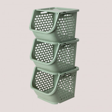 Set Of 3 Storage Baskets Bazyl Celadon Green - Sklum