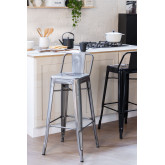 High Stool with Steel Brushed Backrest (76 cm) LIX , thumbnail image 1