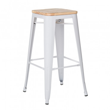 Wooden Bar Stool Lix White & Natural Wood - Sklum