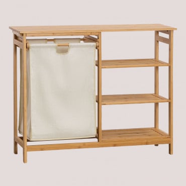 Laundry Organiser Basket & Shelves Cormac Bamboo - Sklum
