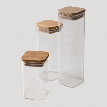 Set Of 3 Glass Jars Valkey Clear - Sklum