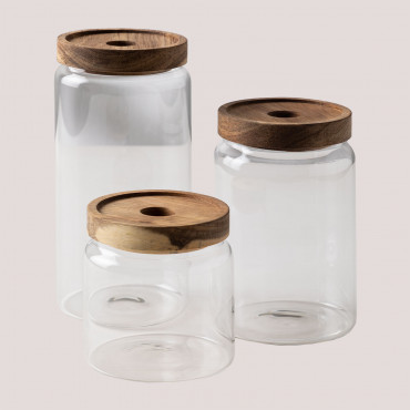 Set Of 3 Glass Jars Anwas Clear - Sklum