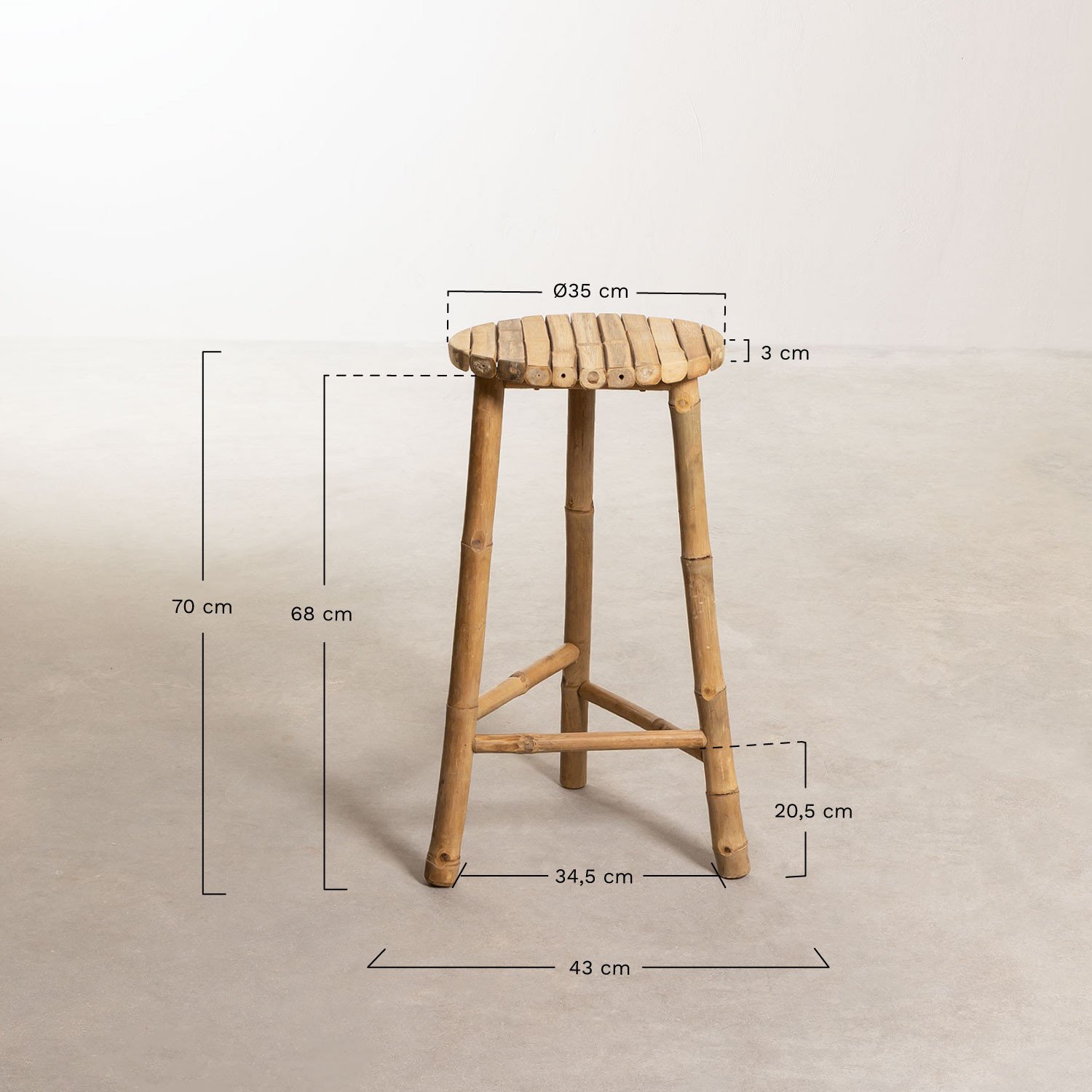 Bamboo Stand for Garden Plants (70 cm) Barlou, medidas