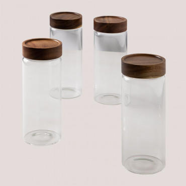 Set Of 4 Glass Jars (ø8 Cm) Weris Clear - Sklum