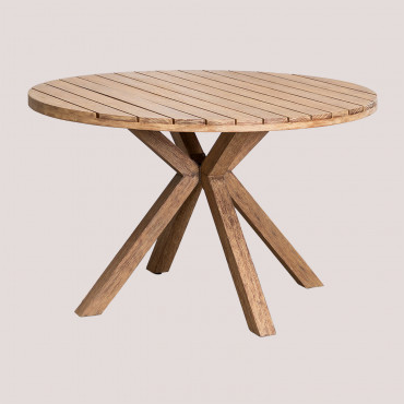 Round Garden Table In Eucalyptus Wood Naele Eucalyptus Brown & Ø120 Cm - Sklum