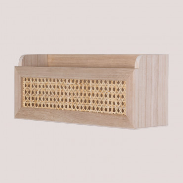 Rattan &wood Shelf Arxie ↔︎ 40 Cm - Sklum