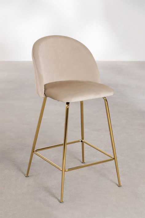 High stool 65 cm in wheat brown velvet and gold legs Kana Design - Brown Wheat