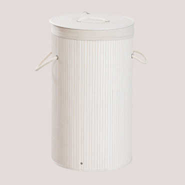 Bamboo Laundry Basket Irma White - Sklum