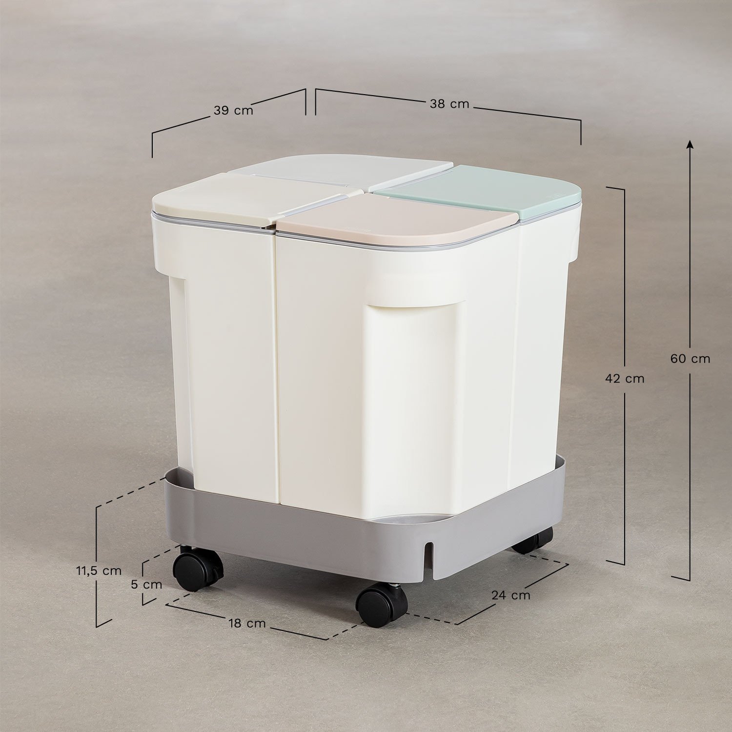 Deivin Recycling Bin, medidas