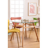 Scand Nordic Glass and Beech Wood Dining Table, thumbnail image 1