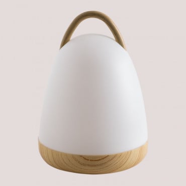 Andrew Wireless Led Outdoor Table Lamp White - Natural Wood - Sklum