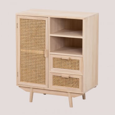 Ralik 70x40 Cm Wooden Sideboard With Drawers Brown Natural Wood - Sklum