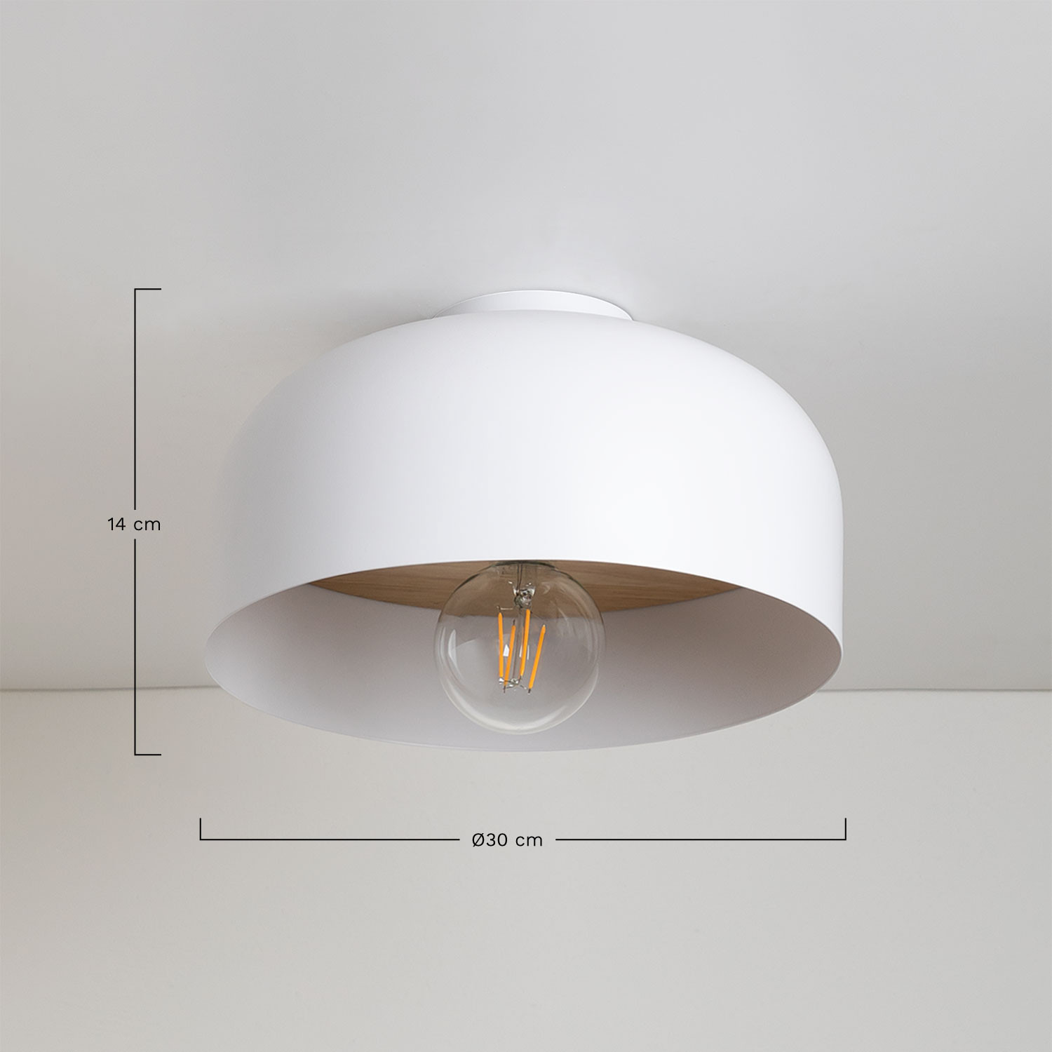 Biernis iron and pine wood ceiling light, medidas