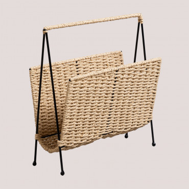 Metal & Braided Paper Magazine Rack Nerin Natural - Sklum