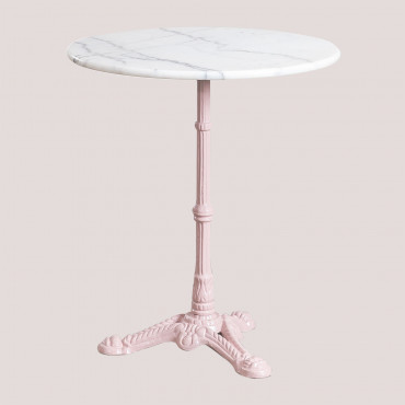 Round Marble Bar Table Moka Cotton Candy Rose & Ø60 Cm - Sklum