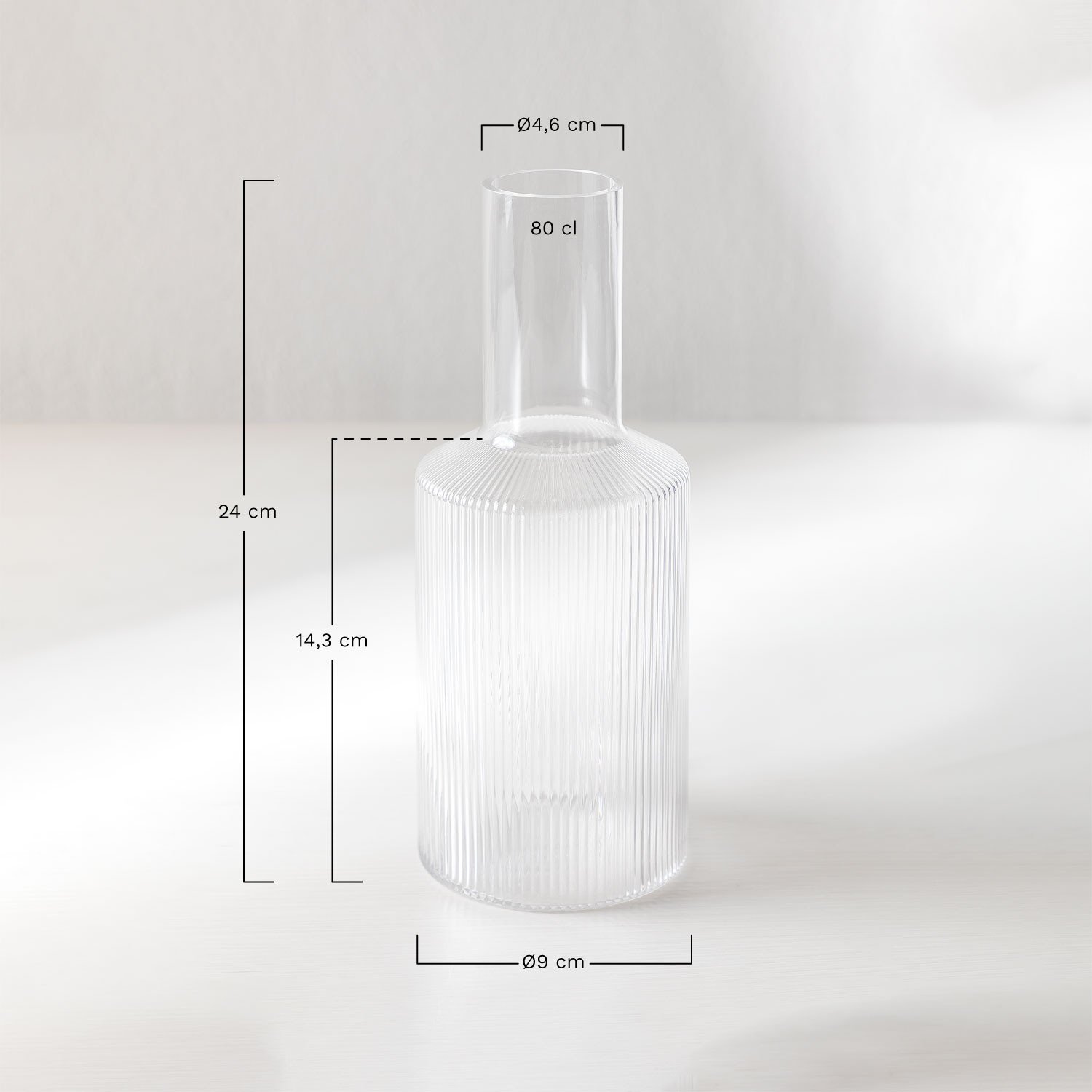 Glass bottle of 80 cl Yulia, medidas