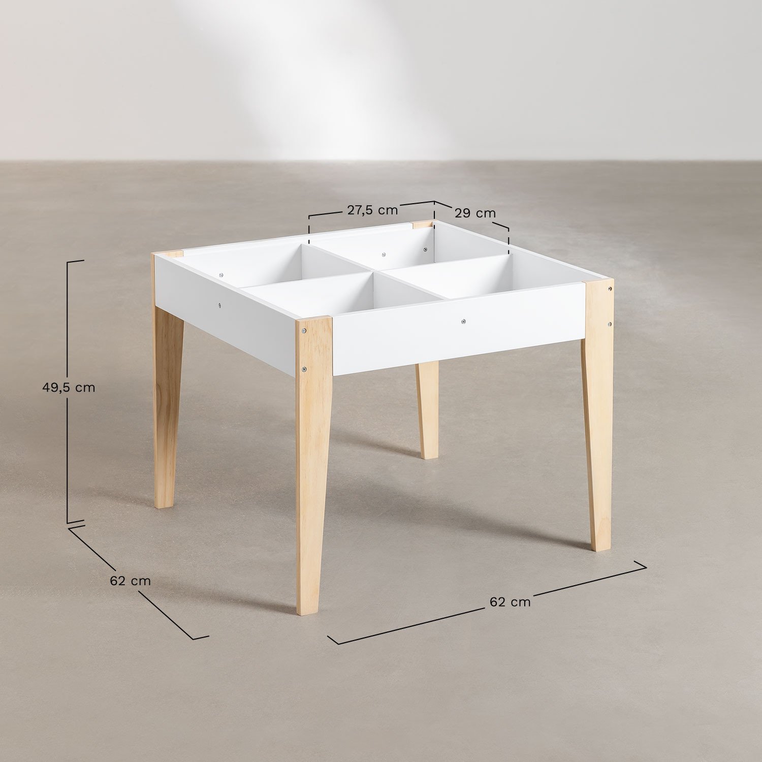 Belfy Kids MDF and Pine Wood Slate Table Set with Storage and 2 Chairs, medidas