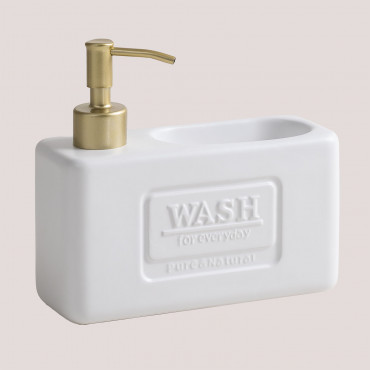 Yaddiel Gold Ceramic Kitchen Soap Dispenser White - Sklum