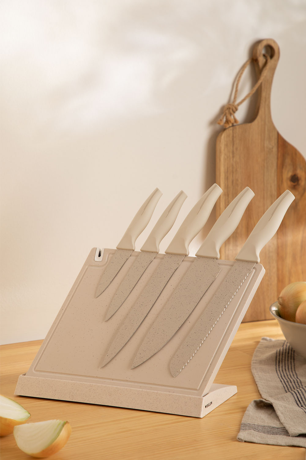 Set of Kitchen Knives with Wooden Block Espe - SKLUM