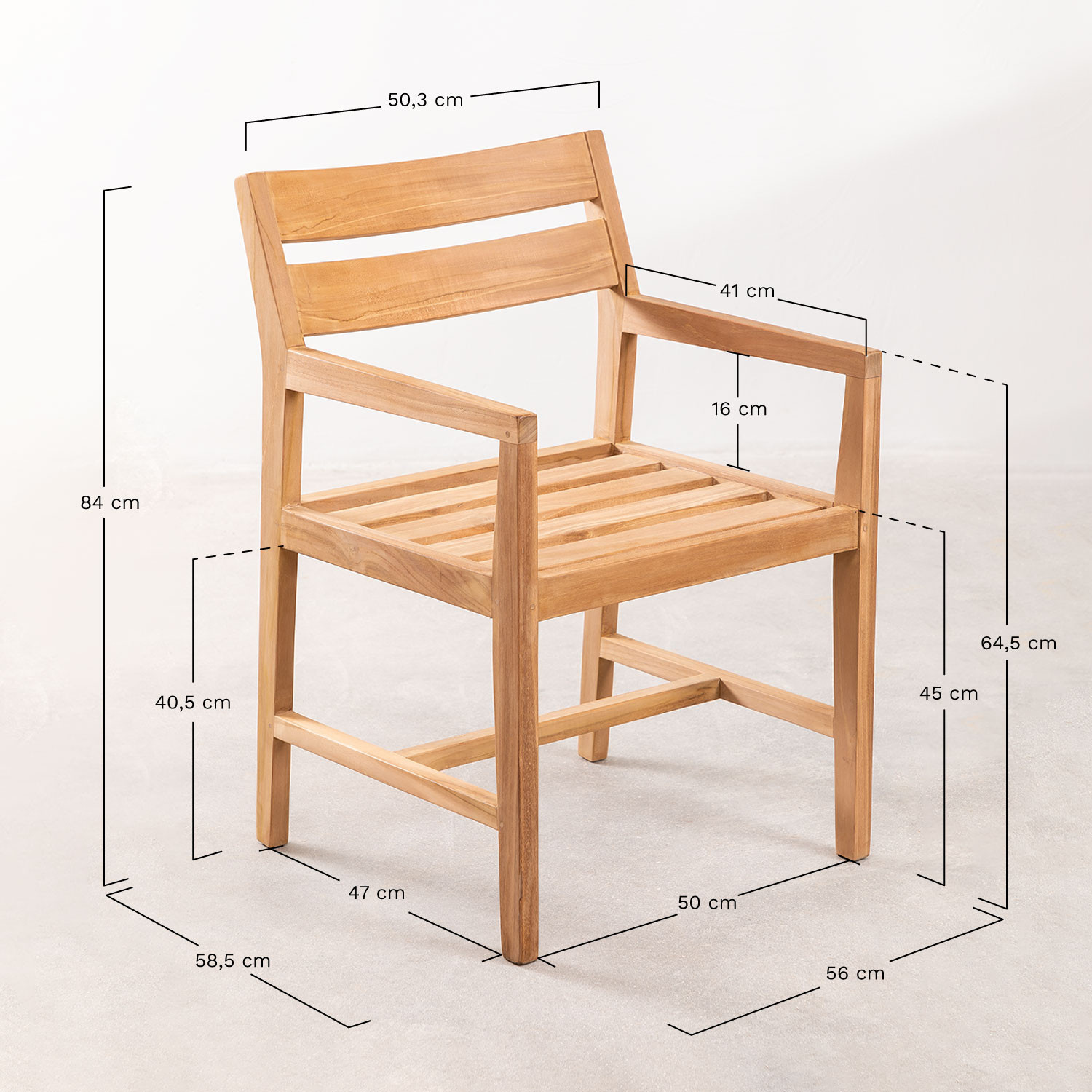 Pack of 2 Garden Chairs with Armrests in Teak Wood Yolen SKLUM