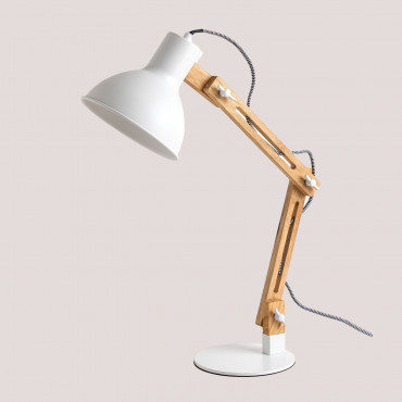 Deyan Wooden And Iron Table Lamp White - Sklum