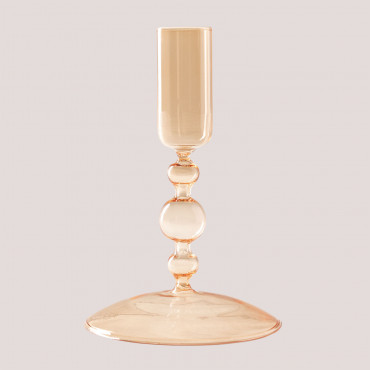 Glass Candle Holder Piana Orange Mousse Peach - Sklum
