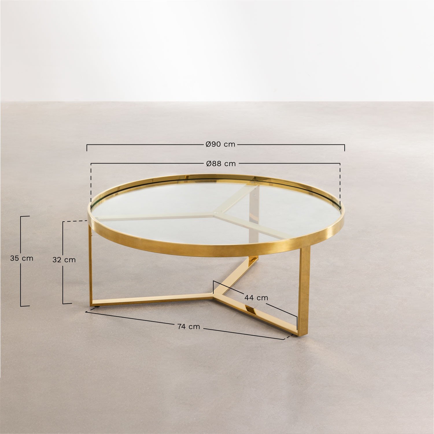 Glass & Steel Coffee Table Amelia, medidas
