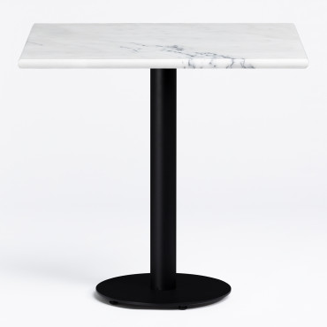 Square Rocher Marble Bar Table White Marble & ~60 Cm - Sklum