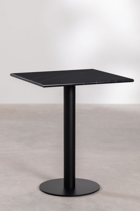 Square Rocher marble bar table - Black Marquina Marble