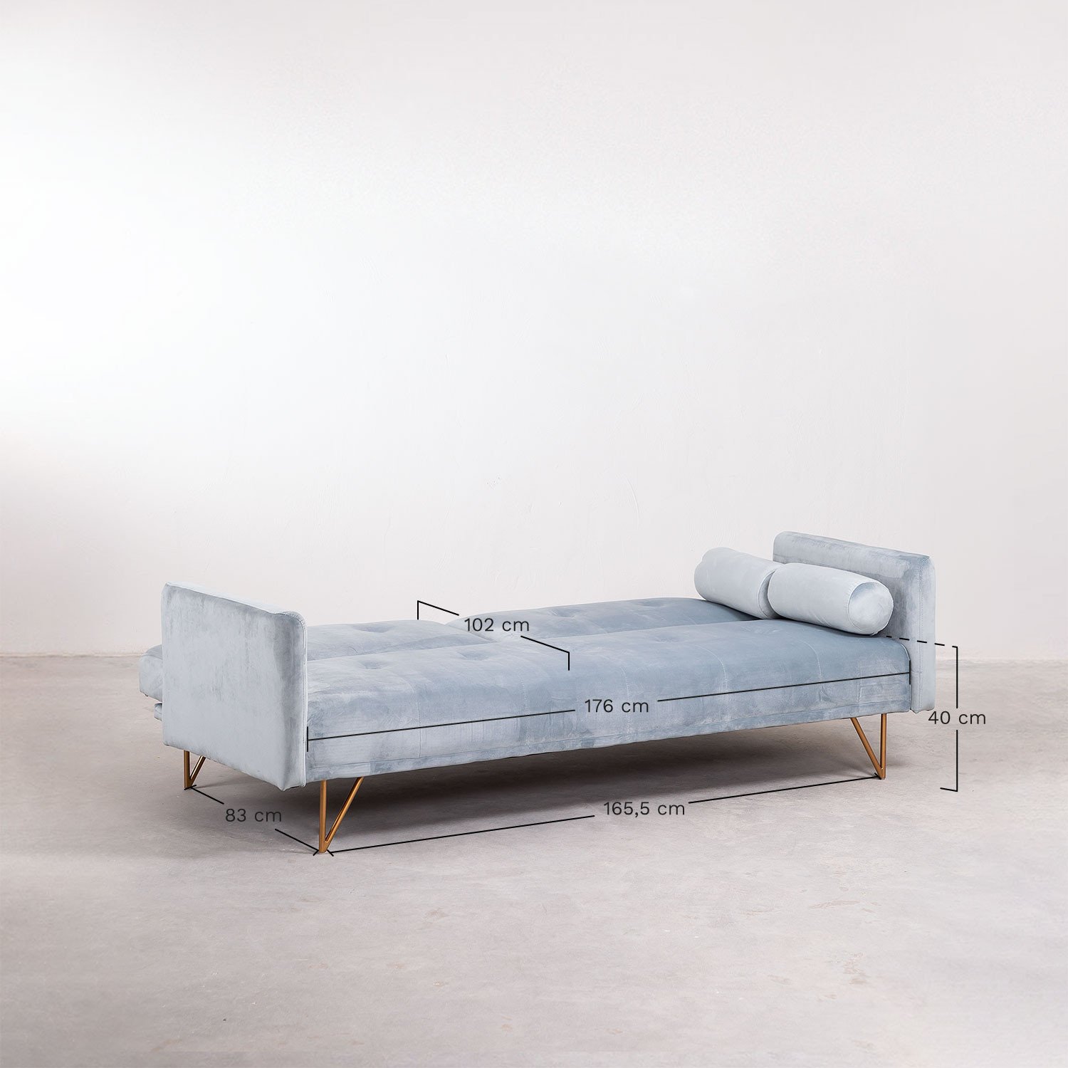 3-Seater Reclining Velvet Sofa Jehrd, medidas