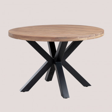 Round Acacia Wood Dining Table (ø120 Cm) Gaiba Acacia Brown - Sklum