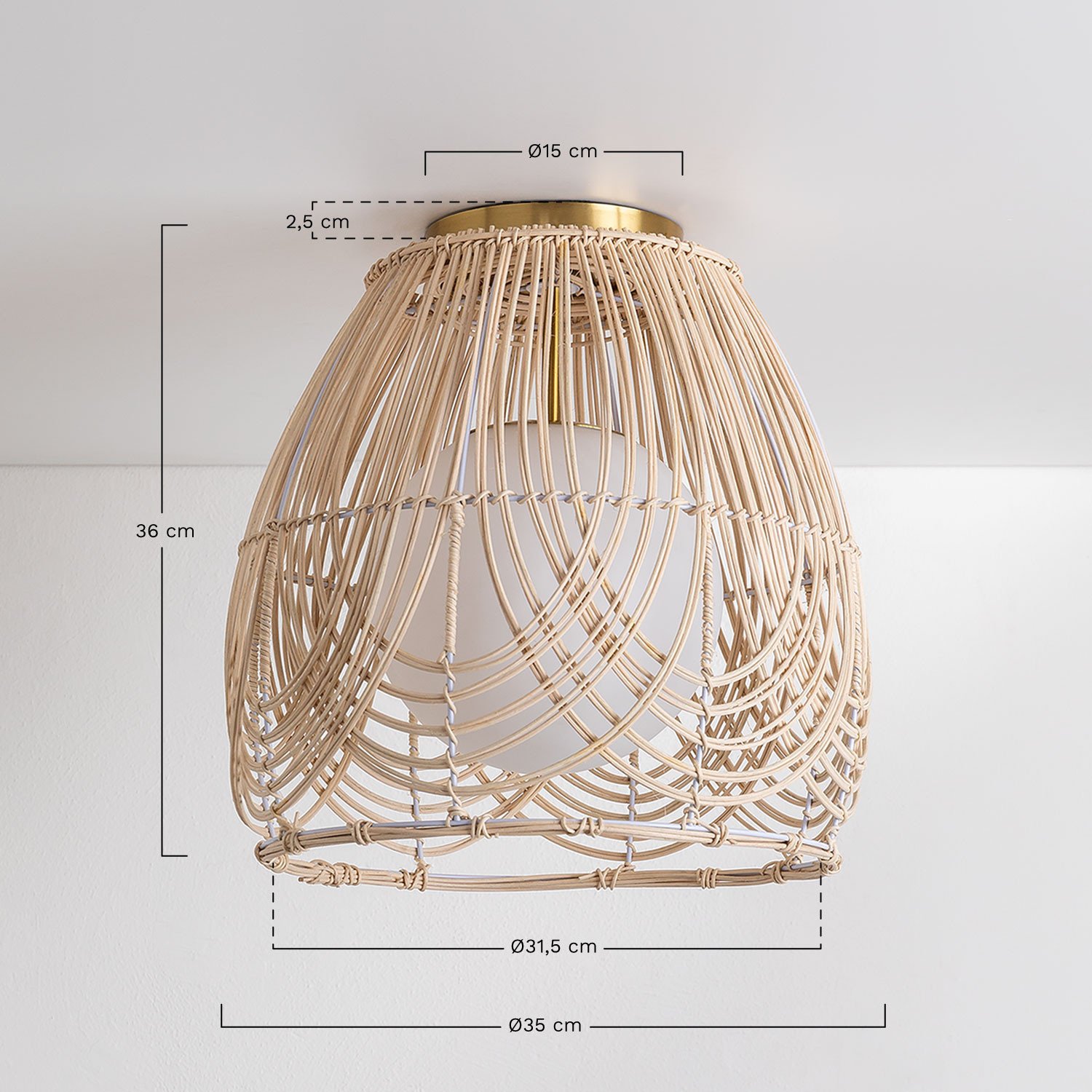 Tyrona rattan ceiling lamp, medidas