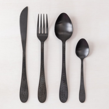 Aina 16-piece Stainless Steel Cutlery Set Matte Black - Sklum
