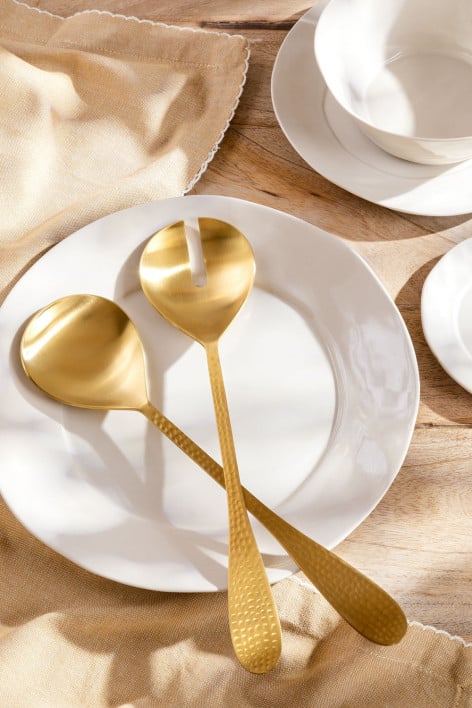 Set of 2 stainless steel salad servers Aina