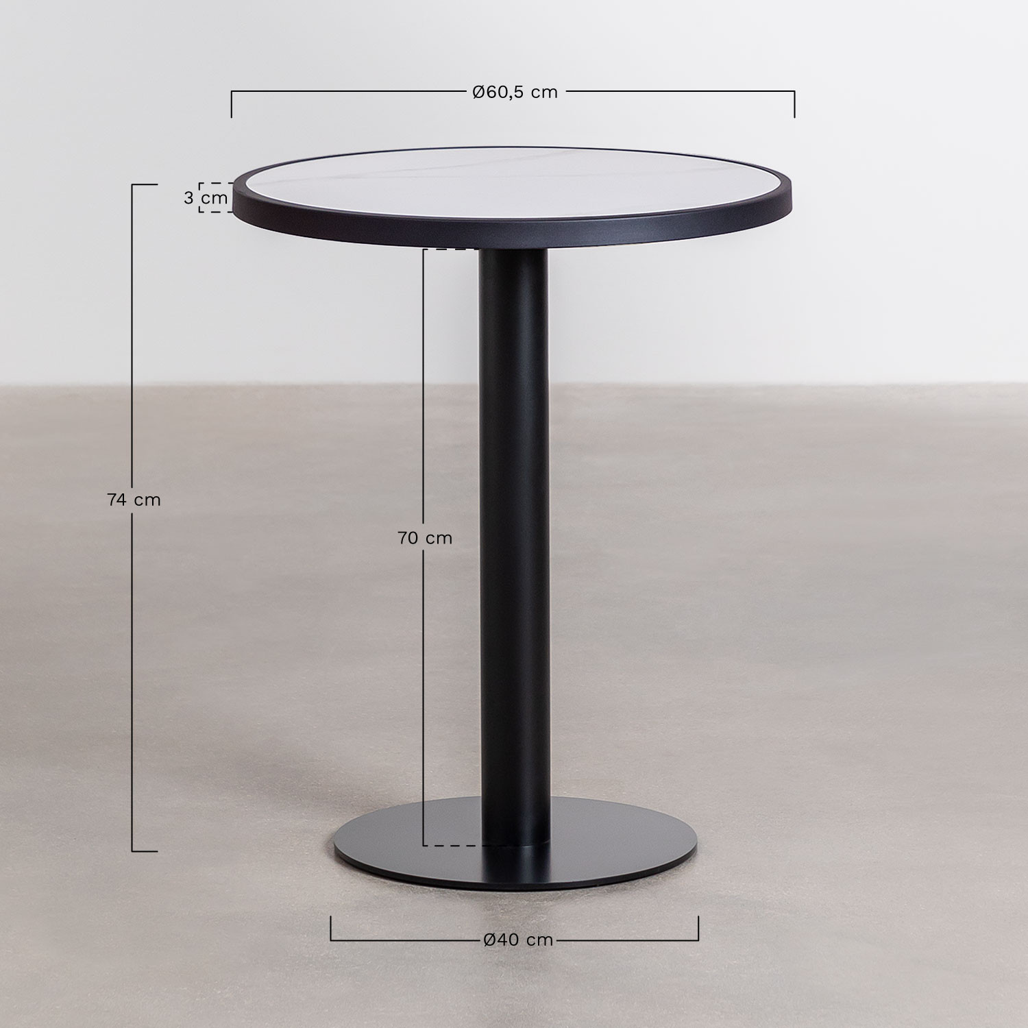 Round Bar Table in Stoneware (Ø60 cm) Caramel, medidas