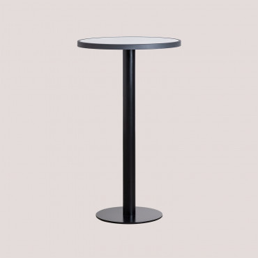 Round High Bar Table In Stoneware (ø60 Cm) Caramel White - Sklum