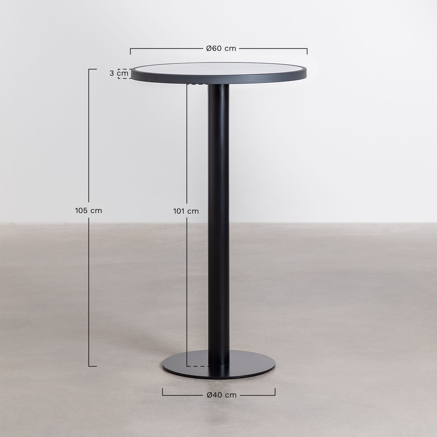 Round High Bar Table in Stoneware (Ø60 cm) Caramel, medidas