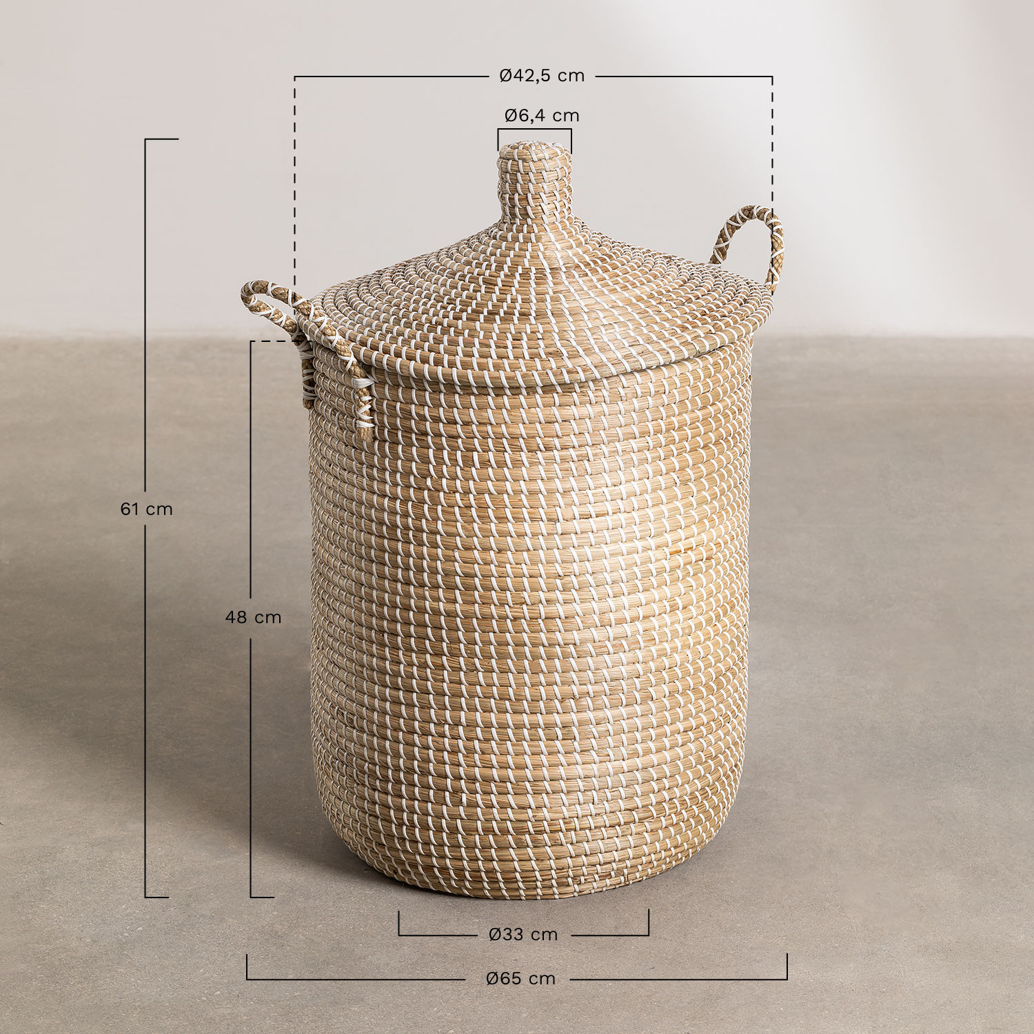 Bazel seagrass laundry basket, medidas