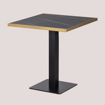 Square Stoneware Bar Table Galliano (70x70 Cm) Black - Sklum