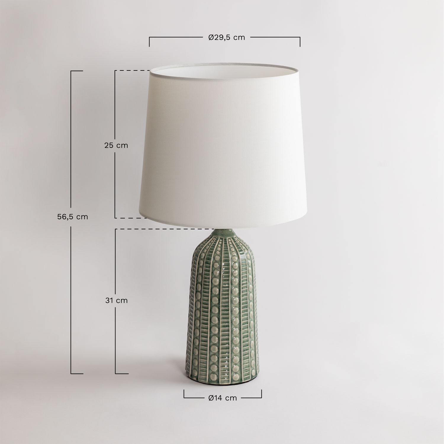 Leinac ceramic table lamp, medidas
