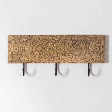 Nanup Wooden Wall Coat Rack Mango Wood - Sklum