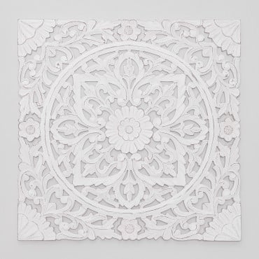 Decorative Wooden Panel (90x90 Cm) Lundi White Wood - Sklum