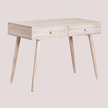 Ukurla Mango Wood Desk Vintage White Wood - Sklum