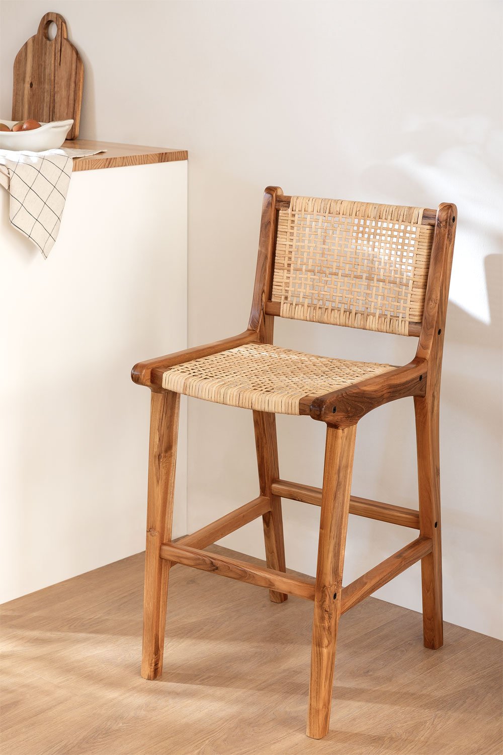 Teak Wood High Stool 61 5 cm Catua SKLUM