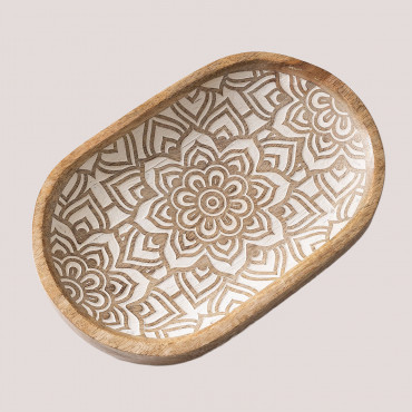 Set Of 2 Mango Wood Decorative Trays Breda White - Sklum