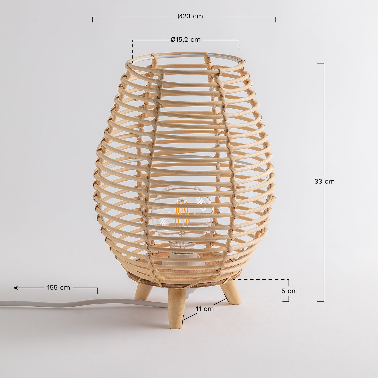 Andry bamboo outdoor table lamp, medidas