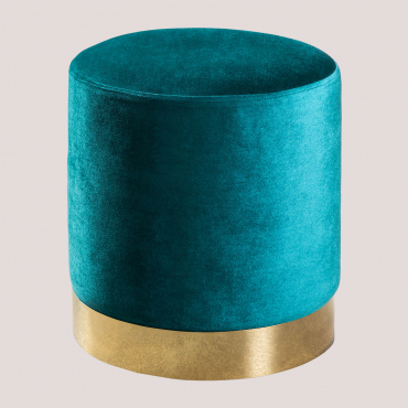 Round Velvet Pouffe Flikez Blue Deep Teal - Sklum